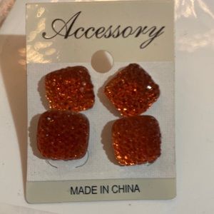 Orange square earrings